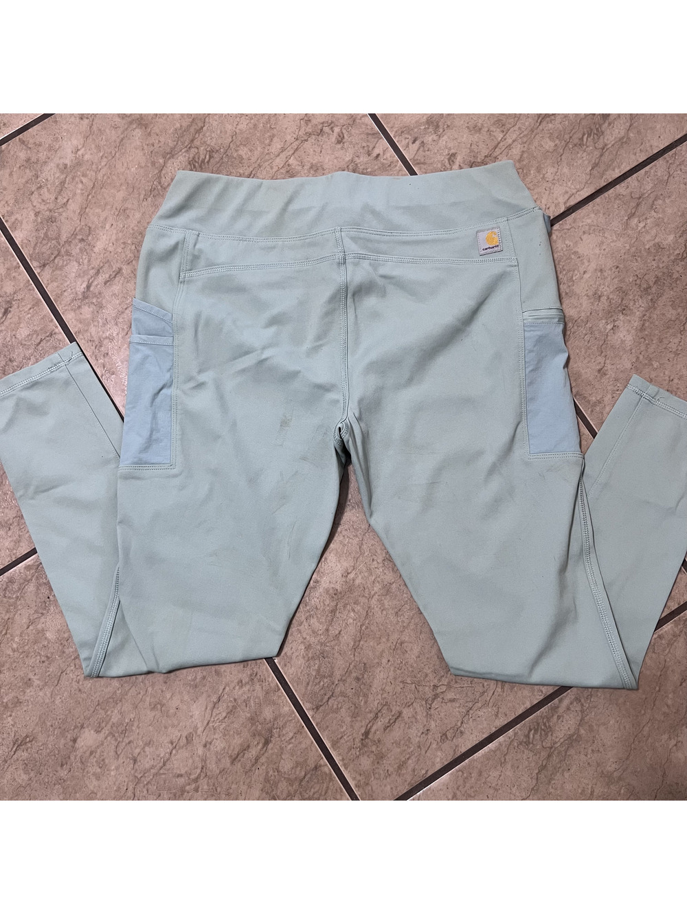 Carhartt Womens Light Blue Cargo Pockets Outdoor Workwear Legging Size Large Reg
